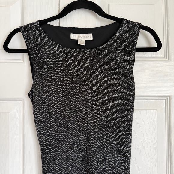 Petite Sophisticate Dress Womens 4 Black Silk Geometric Sleeveless Midi Career - Picture 3 of 11